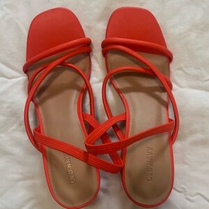 Old Navy Bright Red Multi-Strap Square-Toe Sandals - NWOT
